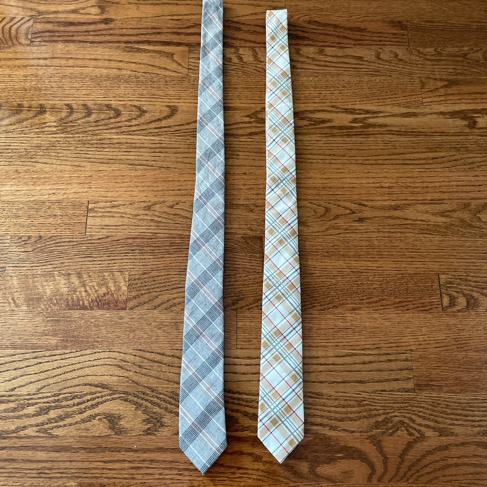 Plaid Patterned Thin Men's Ties - Set of Two